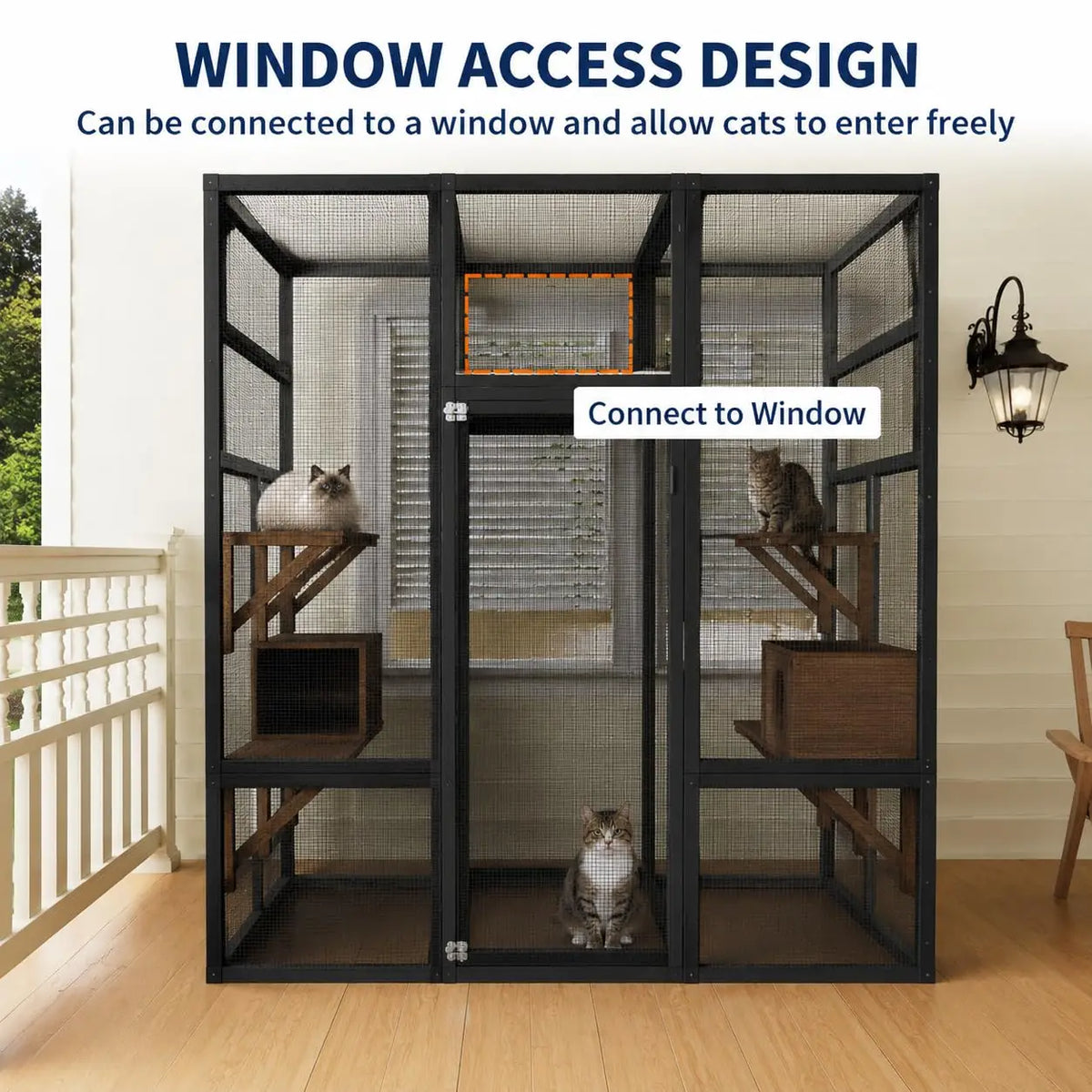 HiMISS Outdoor Wooden Catio Cat Enclosure With Waterproof Cover