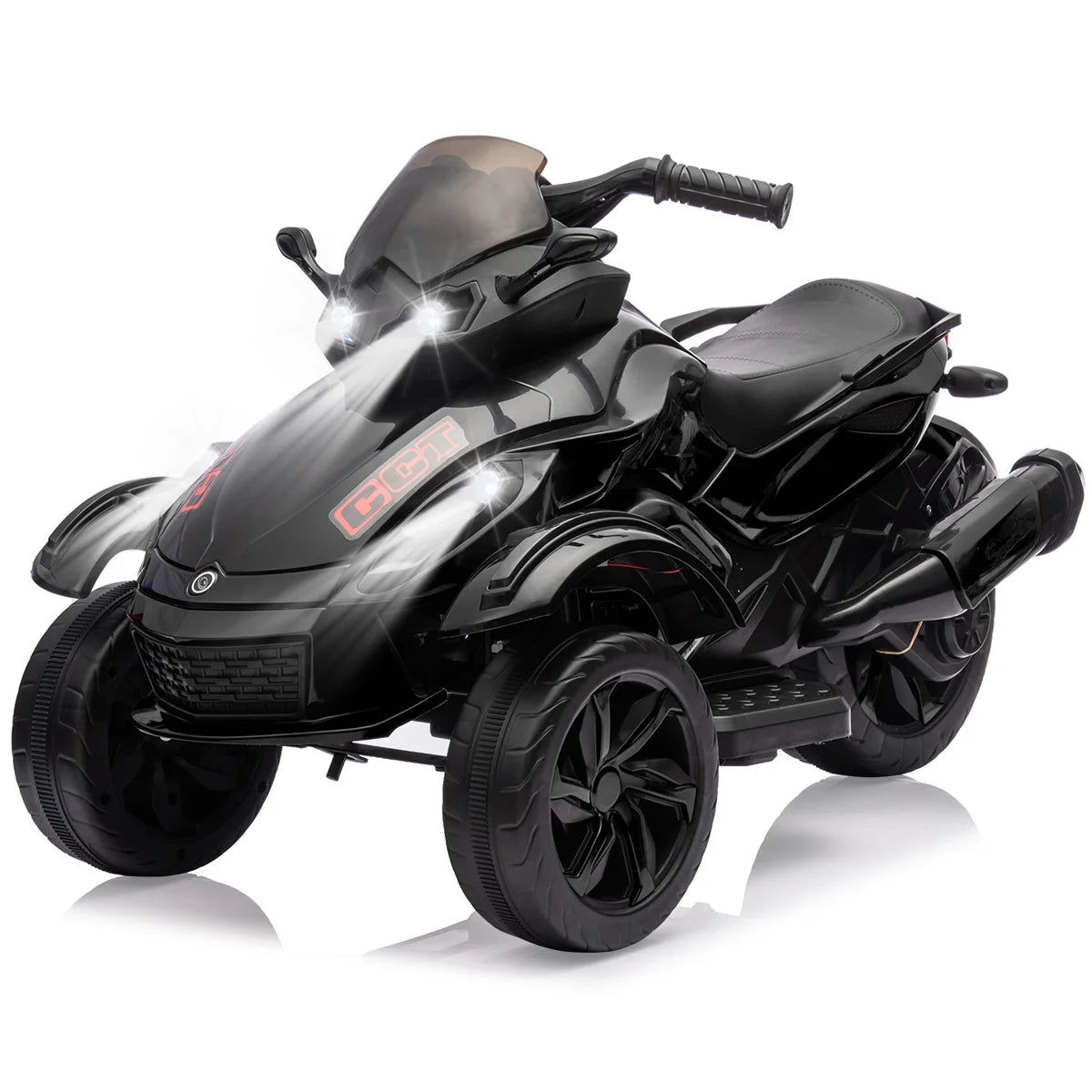 12V Kids Ride-On ATV 3-Wheel Electric Motorcycle - Battery Powered Ride-On Toy - LED Lights & Music - Treaded Tires for Outdoor Off-Road - Ages 3-8