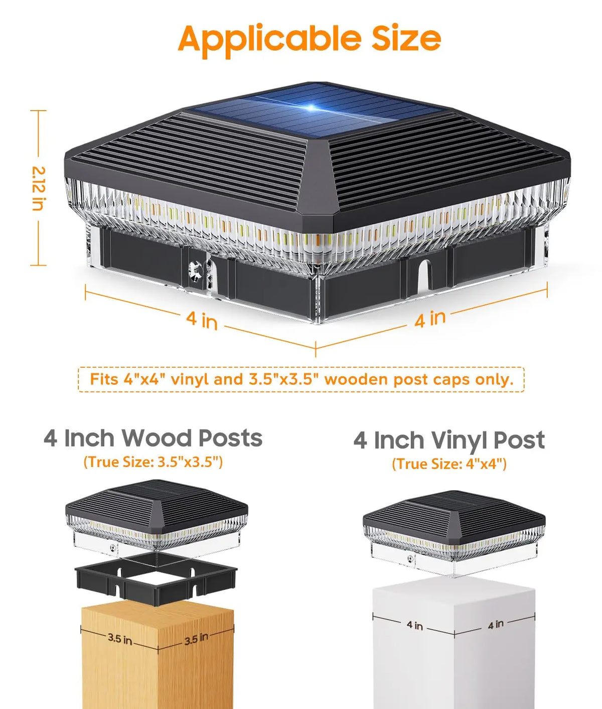 KPSTEK Solar Post Cap Lights Outdoor 3 Modes Waterproof Deck