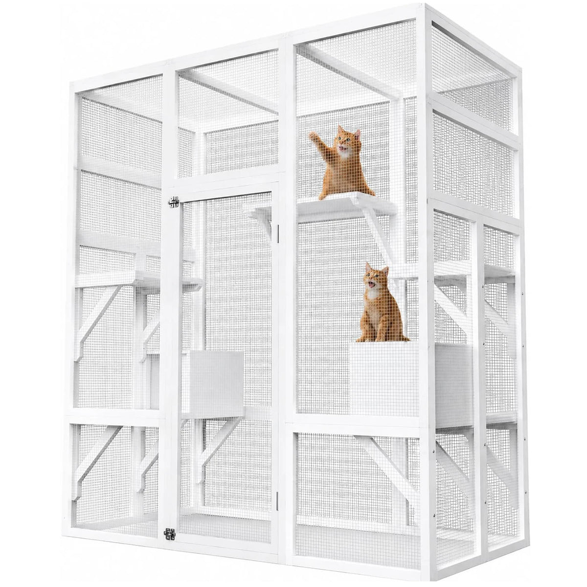 HiMISS Outdoor Wooden Catio Cat Enclosure With Waterproof Cover