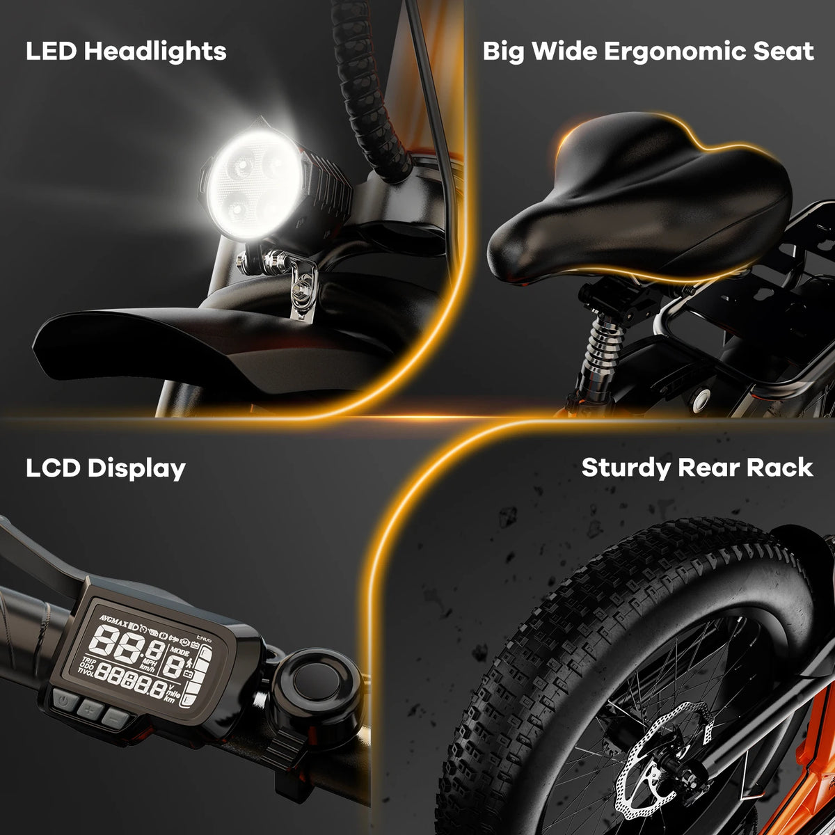 Cybervelo 1000W Foldable Fat Tire Electric Bike Mars700