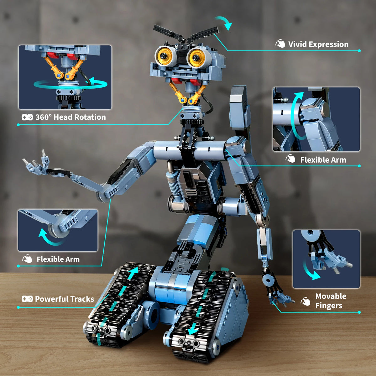 Johnny 5 Robot Building Blocks Set Inspired by Short Circuit Classic Film