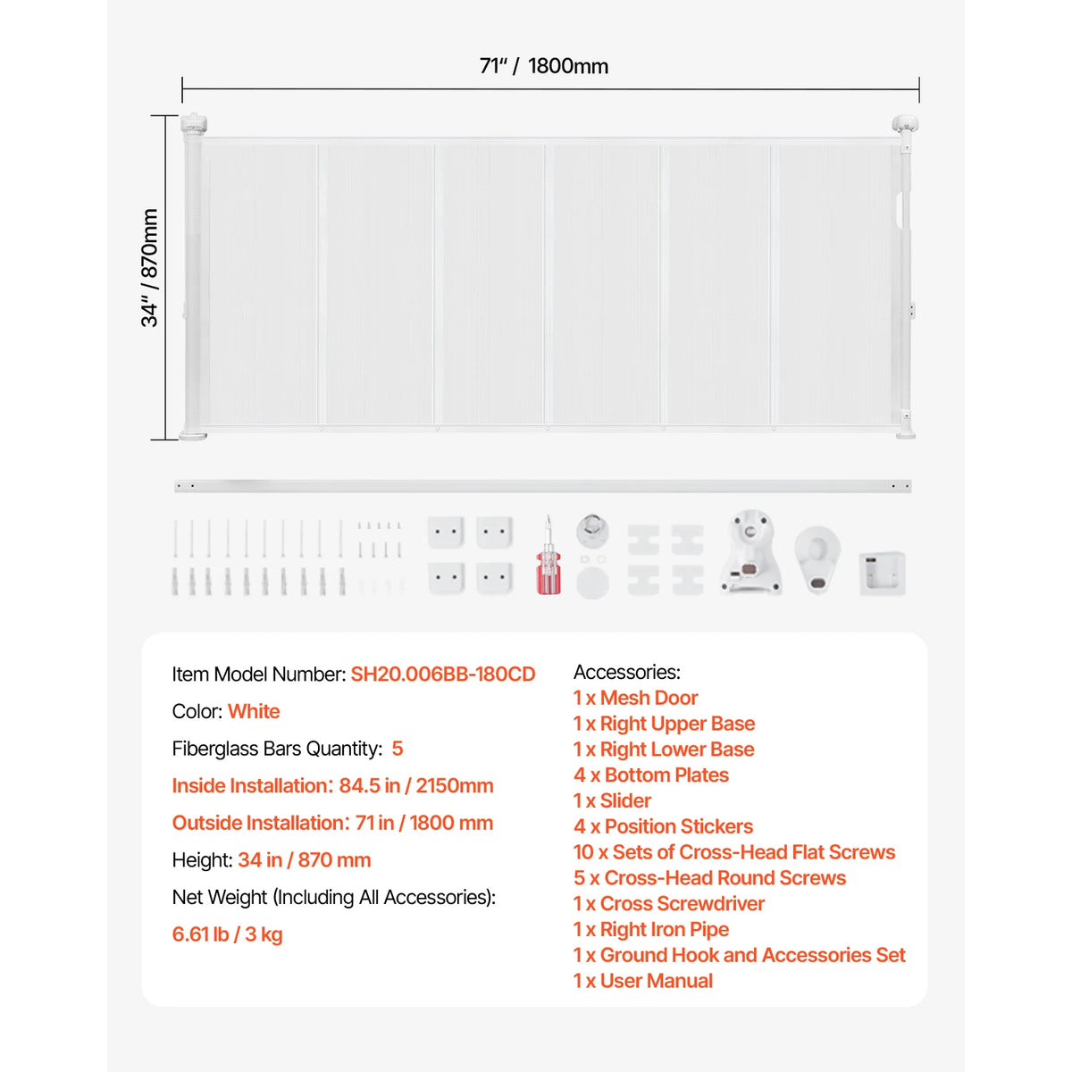 SucceBuy Retractable Baby And Pet Safety Gate For Doorways