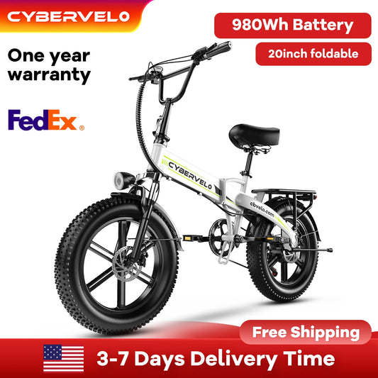 Cybervelo Folding Electric Bike With Removable Battery Pack