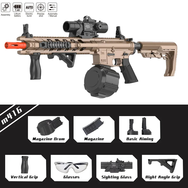M4 Electric Gel Ball Toy Rifle Dual Mode Automatic Manual