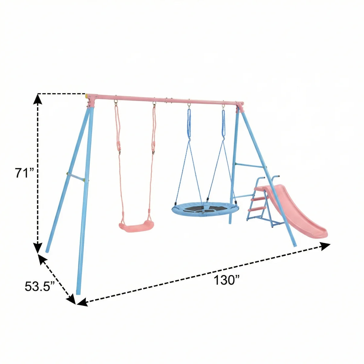 Kids Outdoor Double Swing Set With Slide For Playgrounds