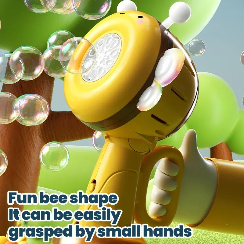 Electric Bubble Gun Blower Cartoon Bee Machine Automatic Soap Bubbles Blowing Handheld One Key Bubble Maker Toy for Kids Gifts