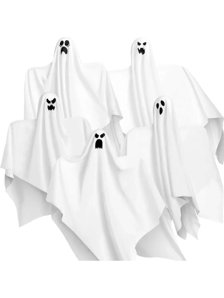27.5" Hanging Ghosts Halloween Outdoor Decoration (5 Pack) Cute Flying Ghost for Halloween Front Yard Patio Lawn Garden Party Décor and Holiday Hanging Decorations