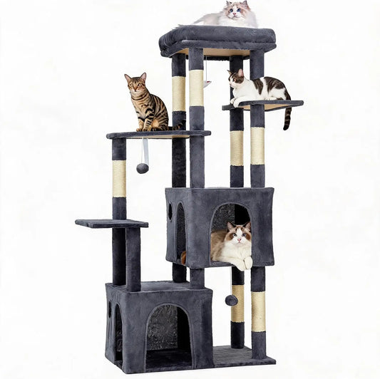 Tacleekii Multi Level Cat Tower Featuring Sisal Scratching Posts
