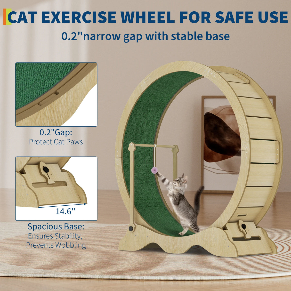 Quiet Wooden Cat Exercise Wheel For Indoor Fitness And Training
