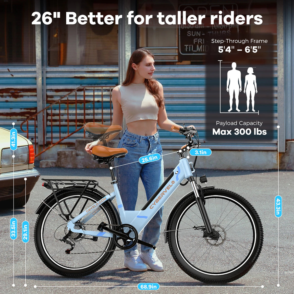 Cybervelo 1000W Peak Electric Bike With Removable Battery