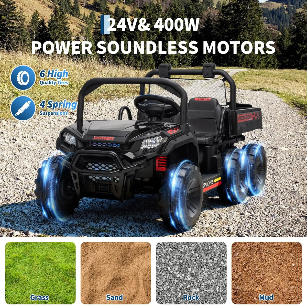 HiMISS 4WD Ride On Dump Truck With Parental Remote Control