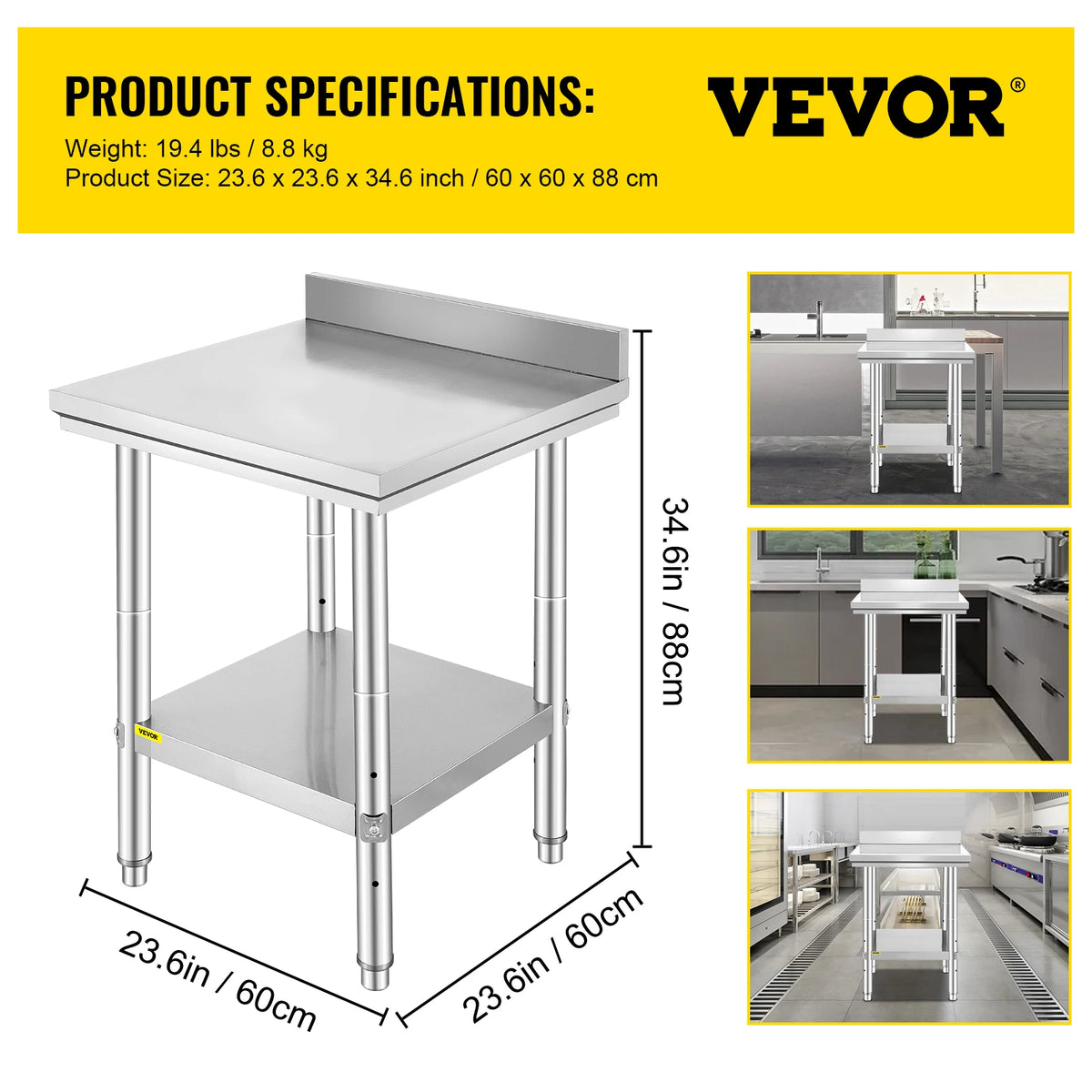 Commercial Stainless Steel Kitchen Workbench With Undershelf