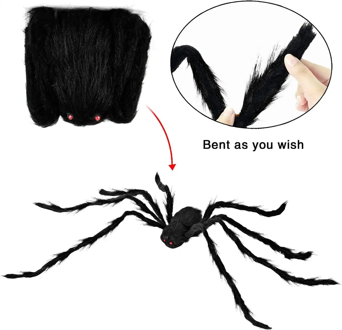 3 Pack 5 FT Giant Spider Halloween Decorations Scary Spider Halloween Decorations Outdoor Party Yard Decorations