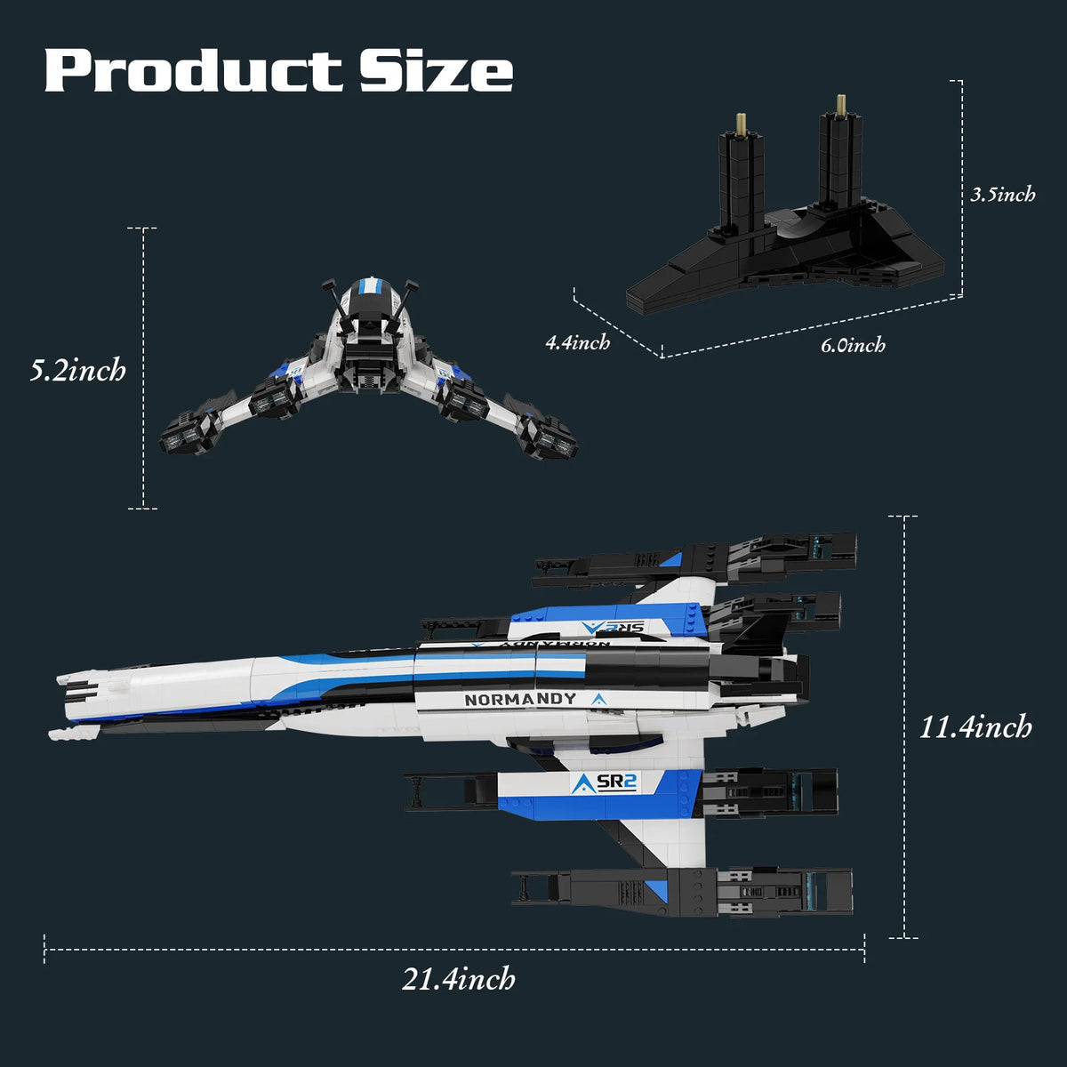 BuildMoc Normandy SR-2 Spaceship Building Blocks Set With Display Stand