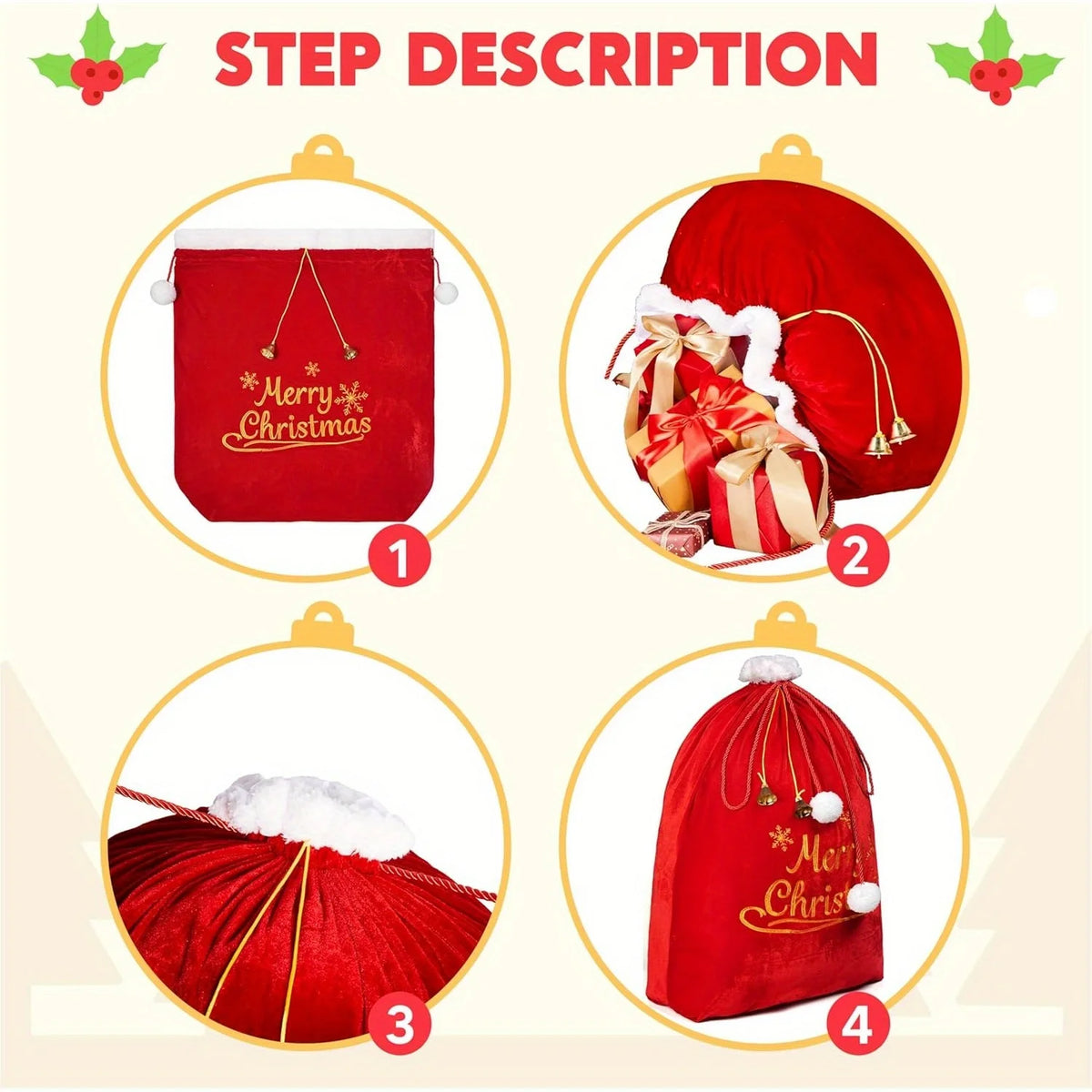 Joyfy Premium Velvet Christmas Drawstring Gift Bags