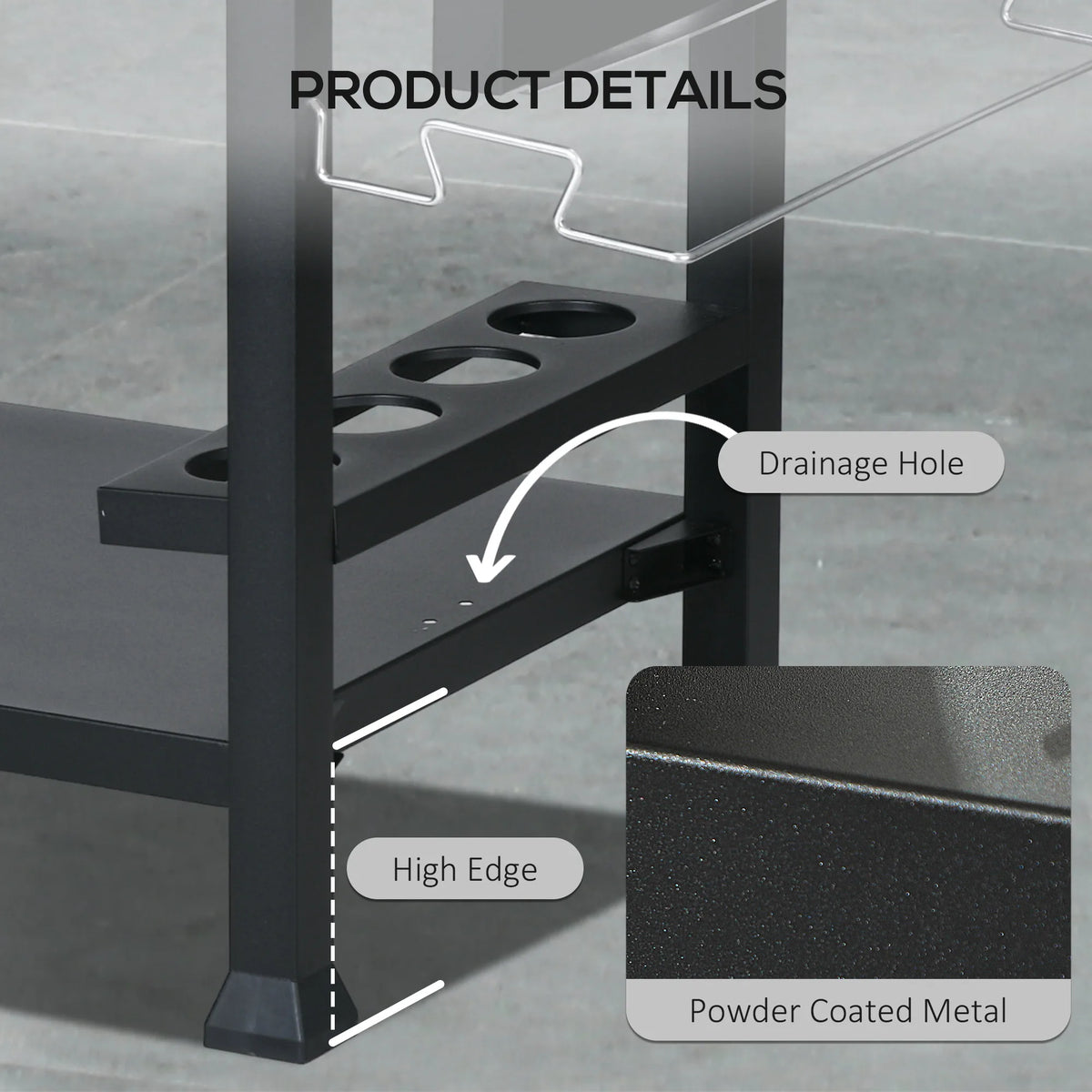 Outsunny Stainless Steel Outdoor Grill Cart With Three Utility Shelves