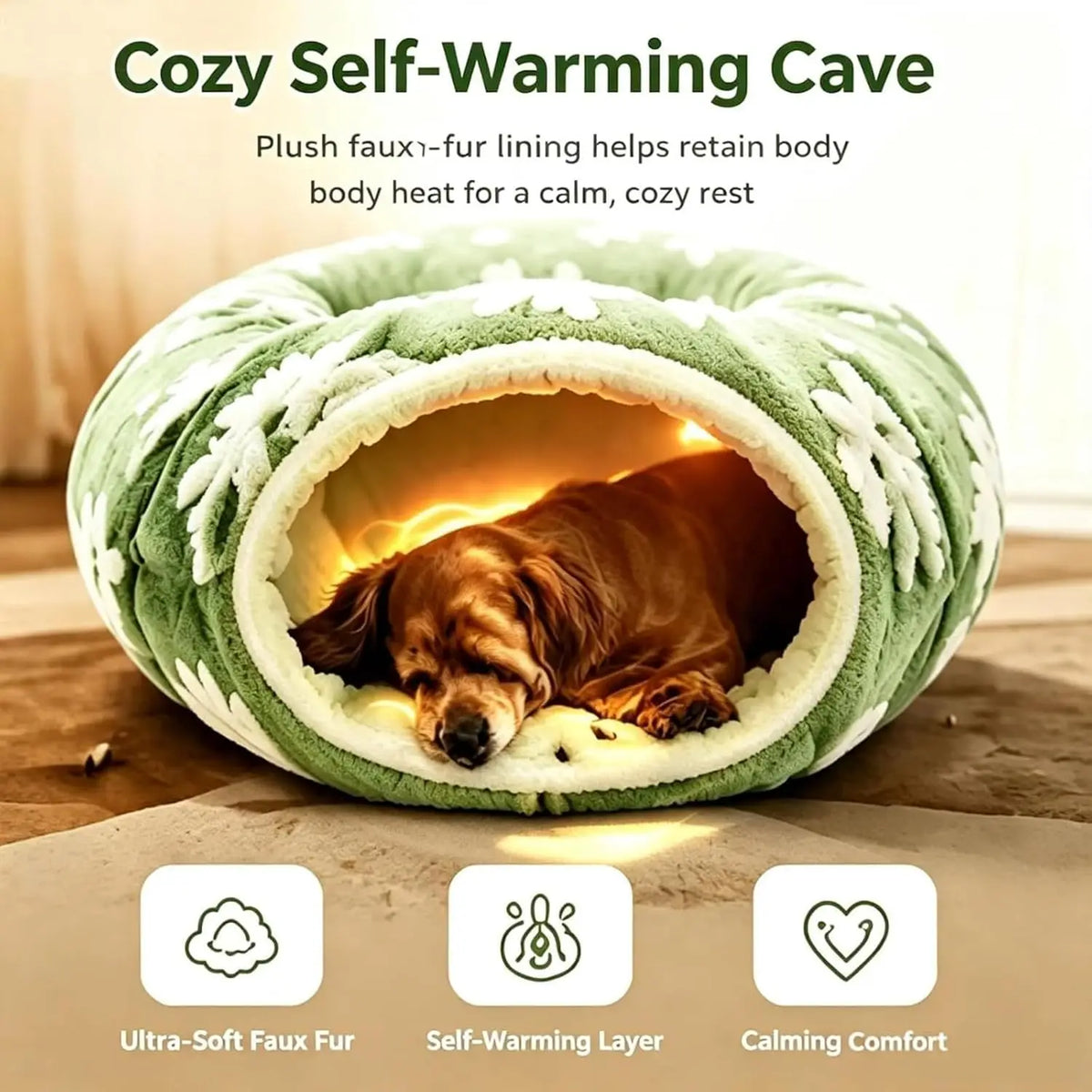 Flower Design Plush Foldable Dachshund Tunnel Dog Bed