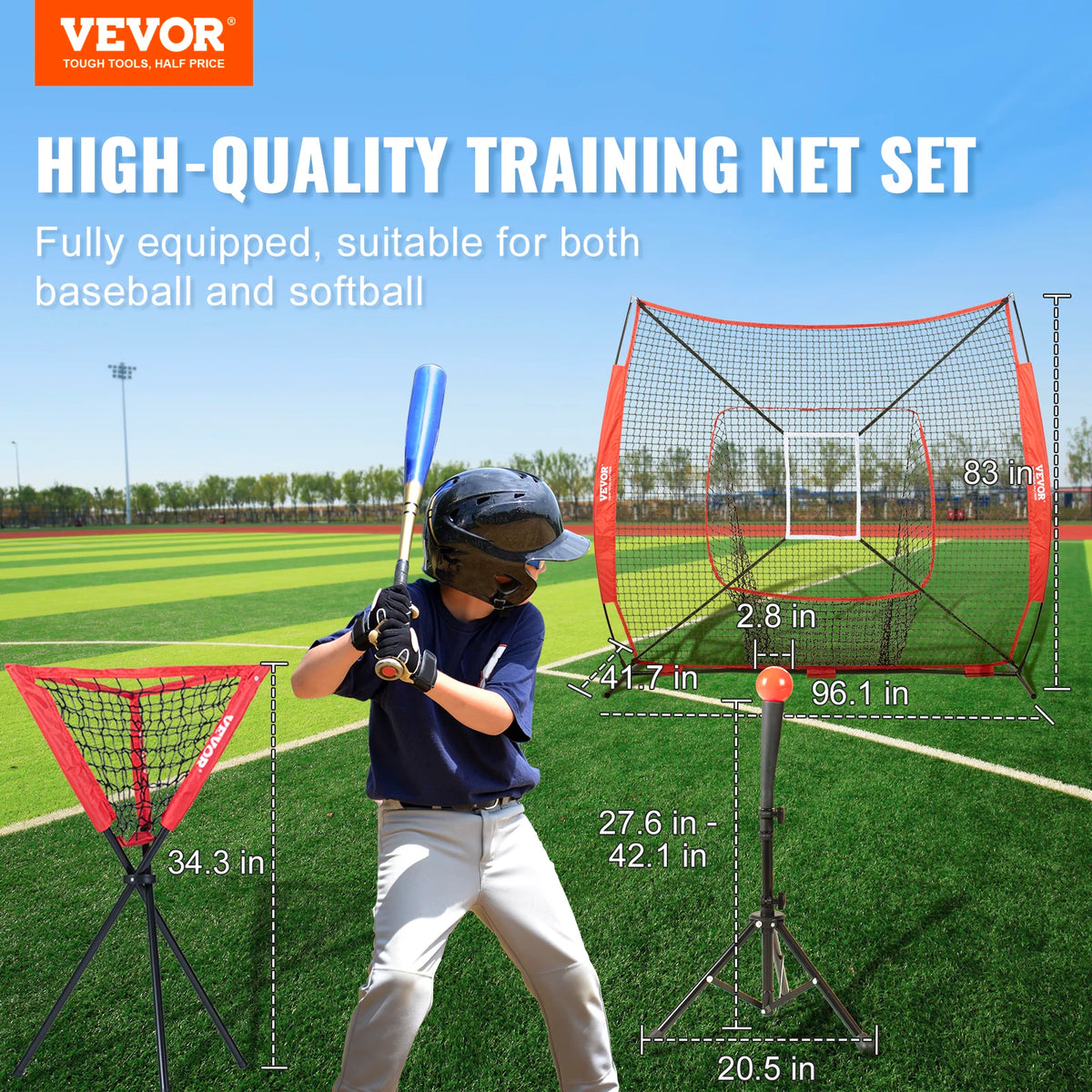 SucceBuy Baseball Practice Net With Ball Collector And Carry Bag