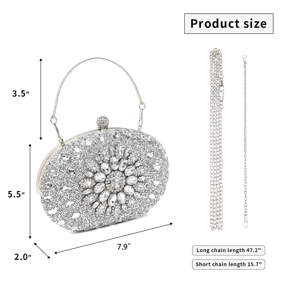 Luxury Sparkling Rhinestone Clutch Handbag For Evening Occasions