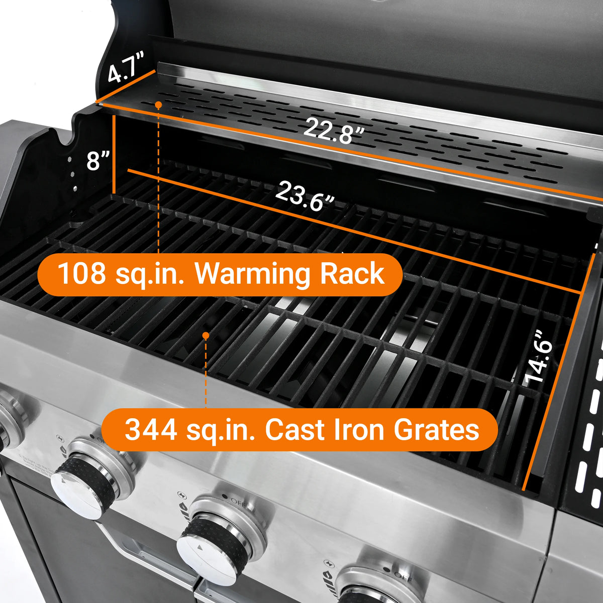 Stainless Steel Gas Grill With Side Burner And Durable Protective Cover