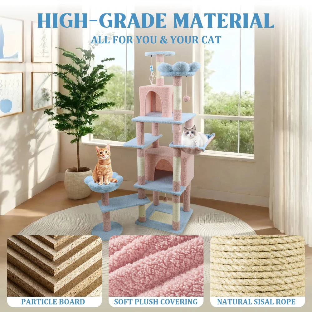 Multi Level Cat Tree With Cozy Condo And Soft Hammock