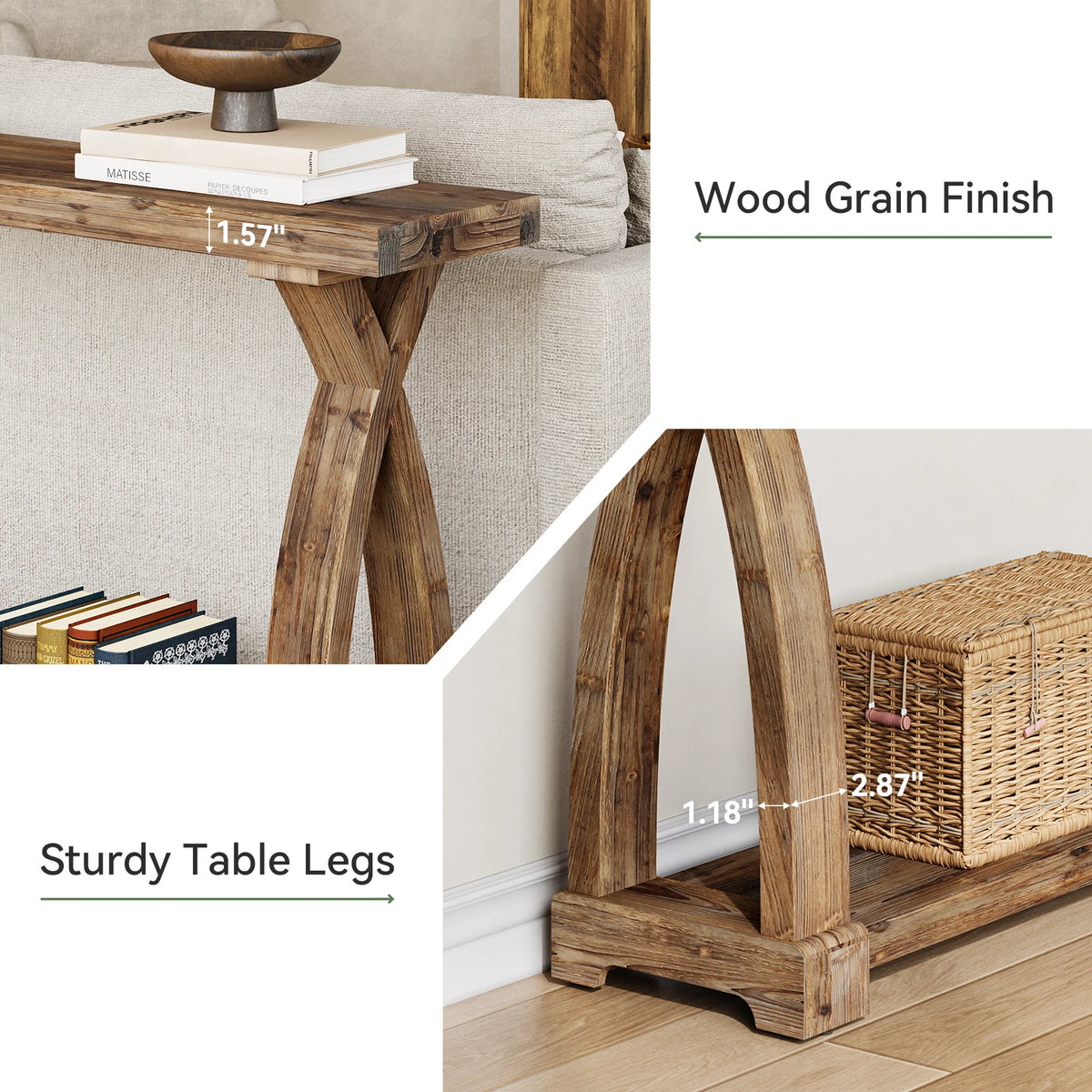 Tribesigns Solid Wood Console Table Entryway 2 Tier Storage