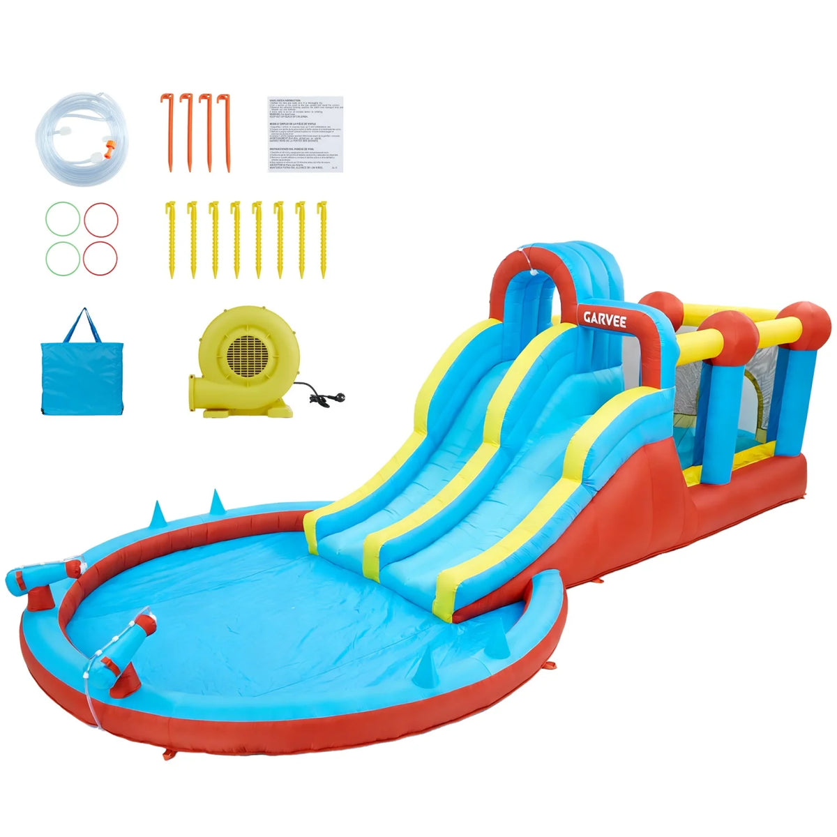HiMISS Inflatable Water Slide Park Dual Slides And Splash Pool
