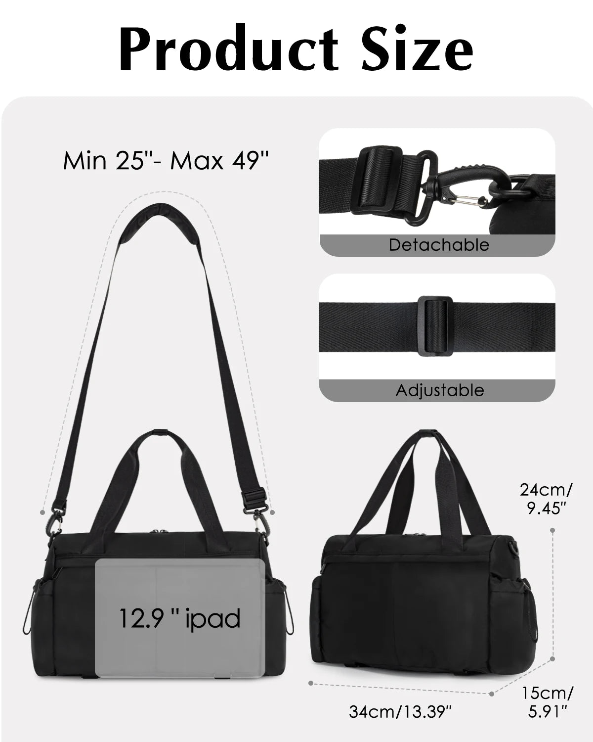Lightweight Gym Duffle With Yoga Mat Holder And Wet Pocket