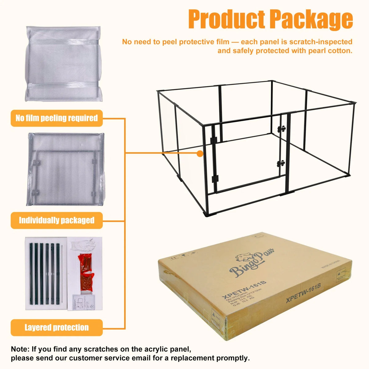 BINGOPAW Clear Acrylic Dog Playpen For Small Animal Pets